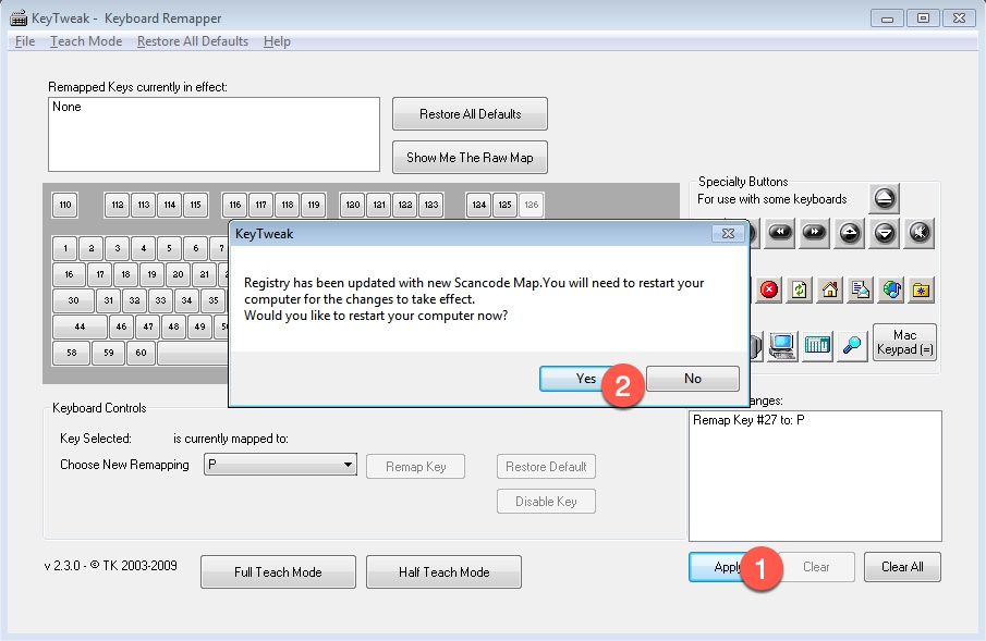 lưu cài đặt sau khi thay đổi phím